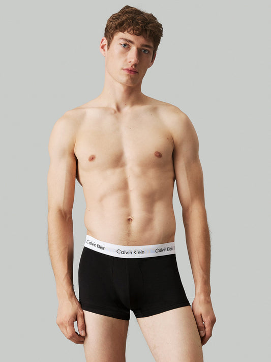 Low Rise 3 Pack Cotton Stretch Trunks Black