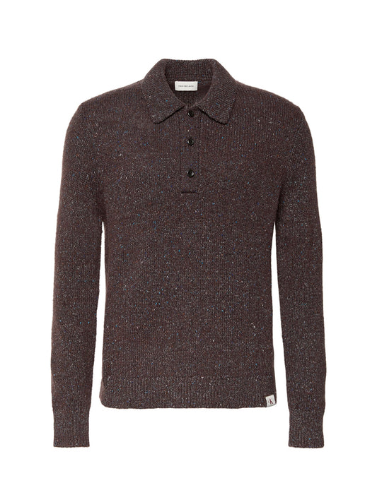 Wool Blend Polo Jumper Brown