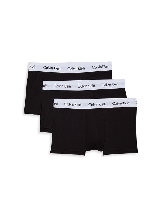 Low Rise 3 Pack Cotton Stretch Trunks Black