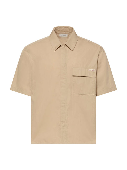 Relaxed Cotton Blend Short Sleeve Shirt