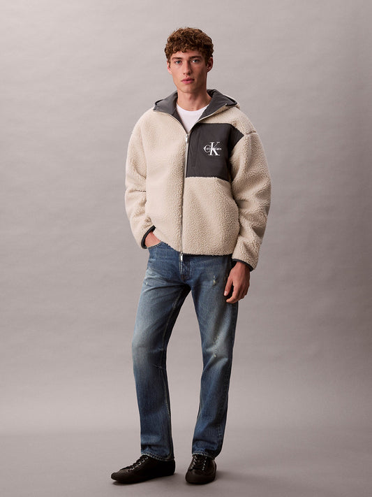 Sherpa Zip Hoodie White