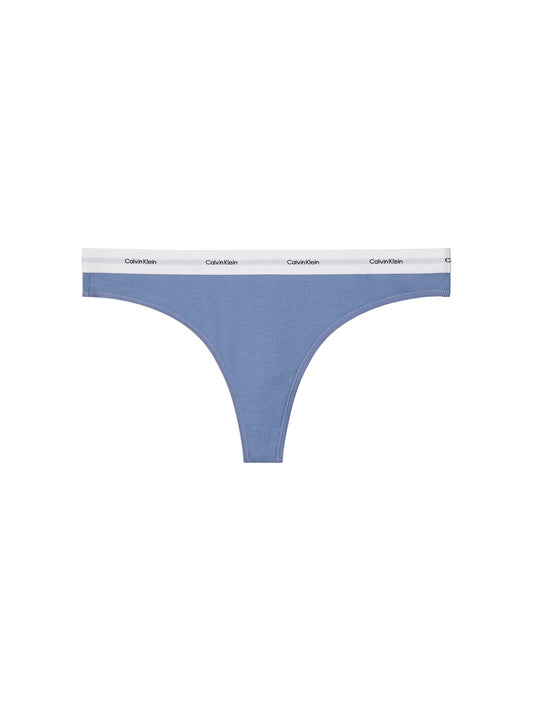 Cotton Stretch Rib Thong Blue