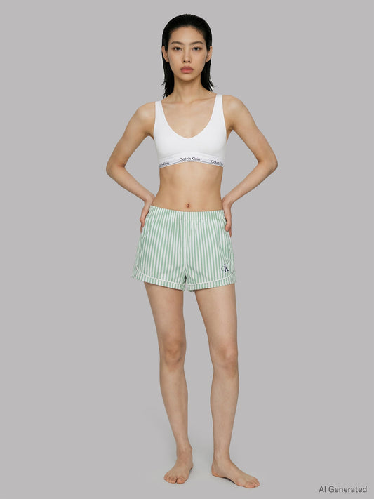 Cotton Poplin Pyjama Shorts Stripe