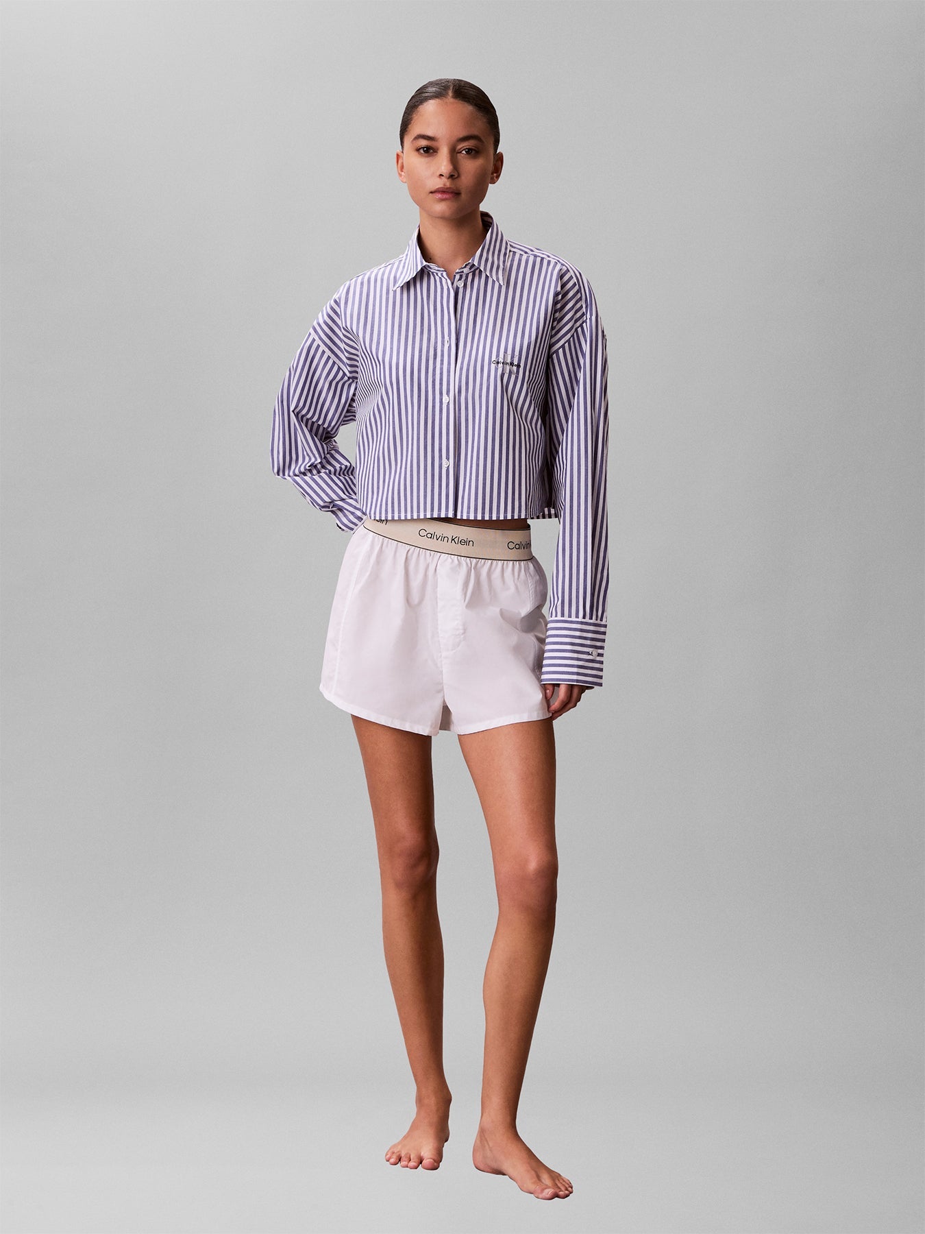 Cotton Poplin Logo Pyjama Shorts White