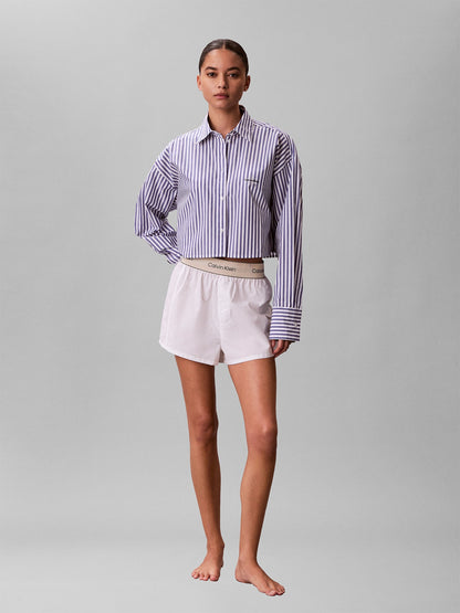 Cotton Poplin Logo Pyjama Shorts White