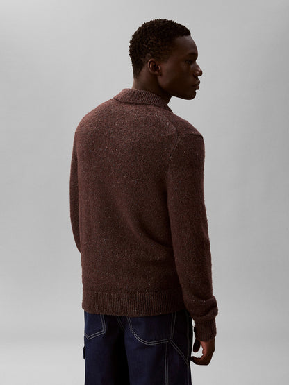 Wool Blend Polo Jumper Brown