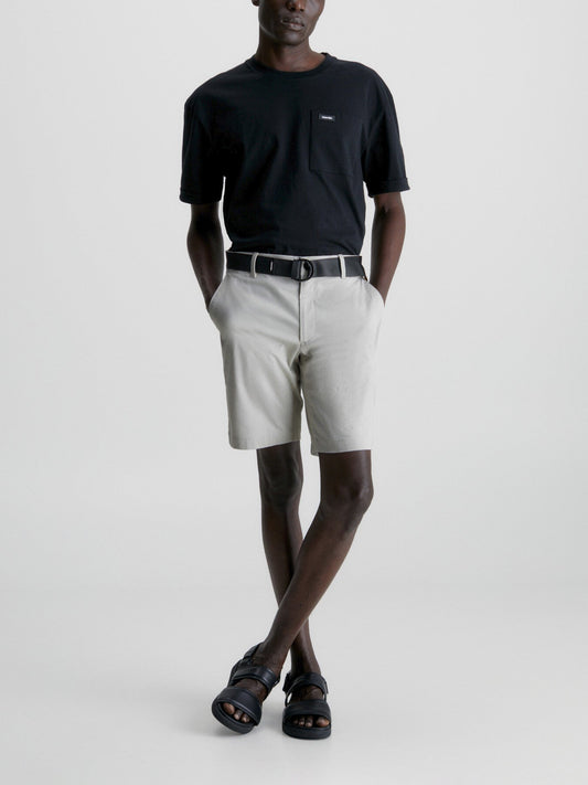 Slim Twill Belted Shorts