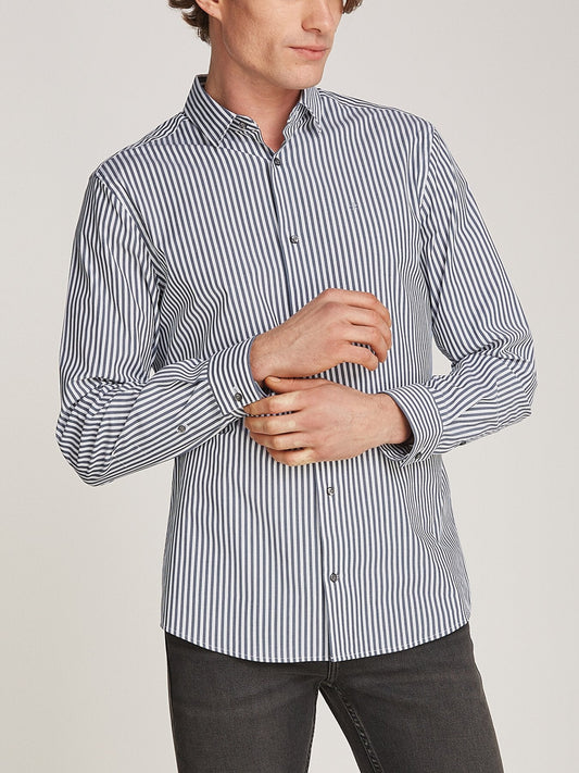 Poplin Stretch Striped Shirt